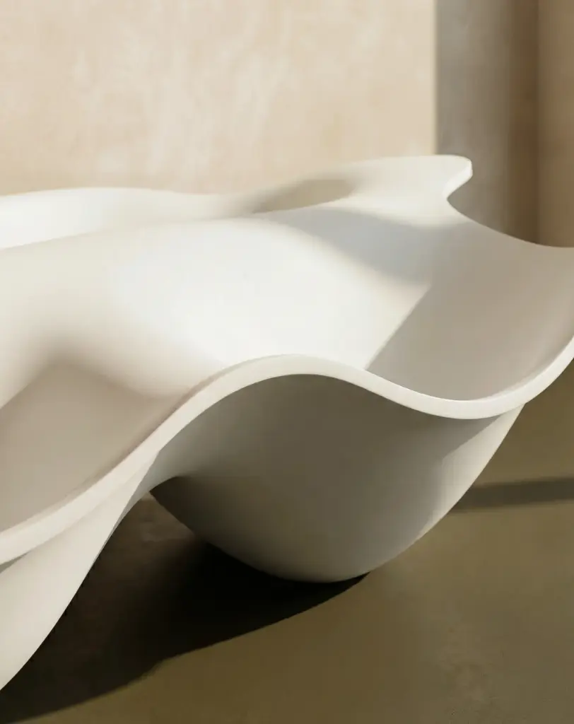 Baignoire îlot double Flow , 235X185 cm, composite mineral blanc mat (2).webp