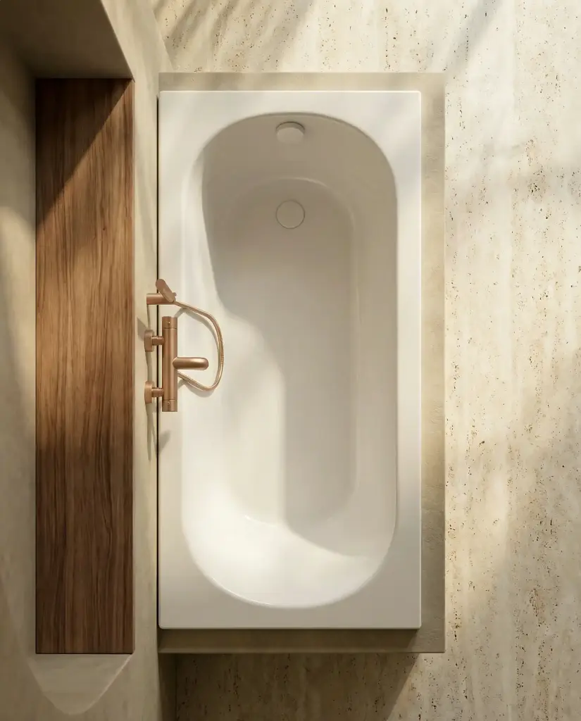 Baignoire Encastrable, 150 à 160 cm x 70, Acrylique, Brillant + pieds, Oz.webp