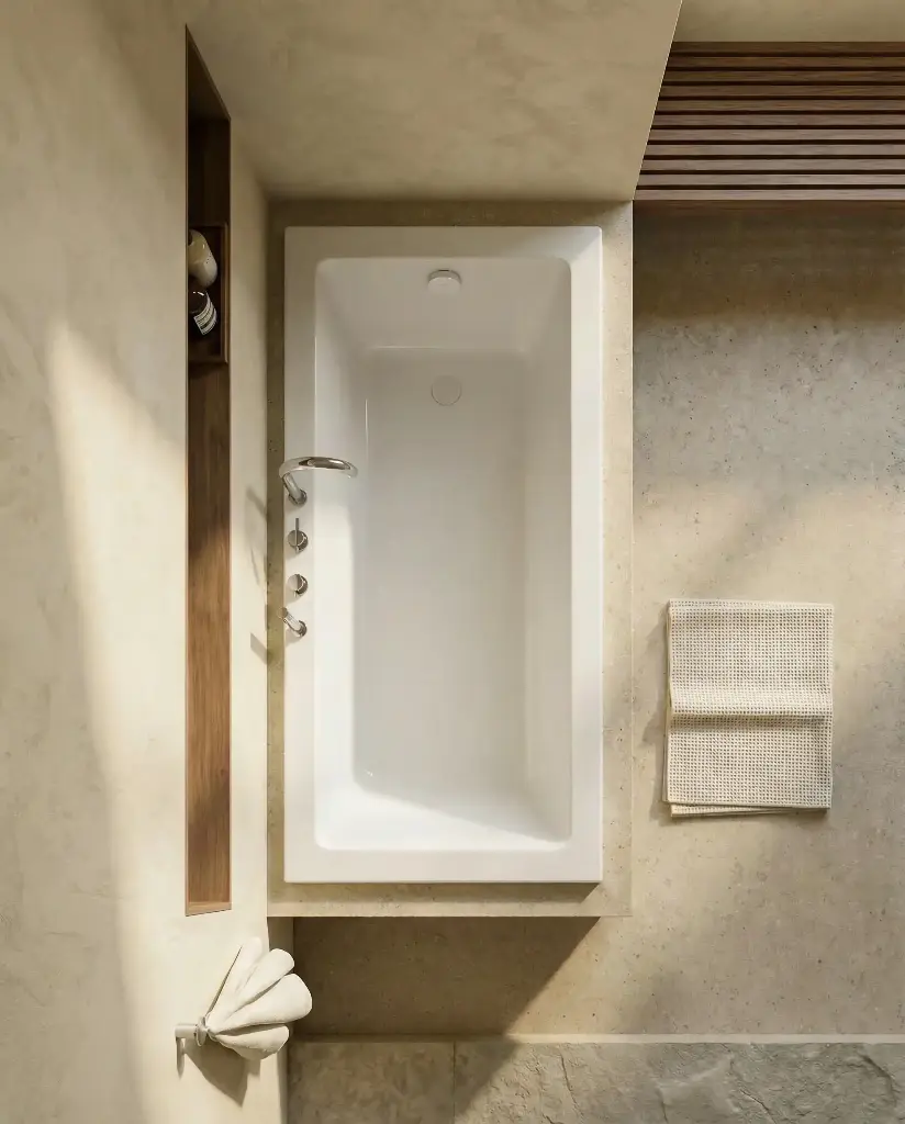 Baignoire encastrable 160x70 cm, Acrylique, Blanc mat, Pieds inclus, Senetosa (3).webp