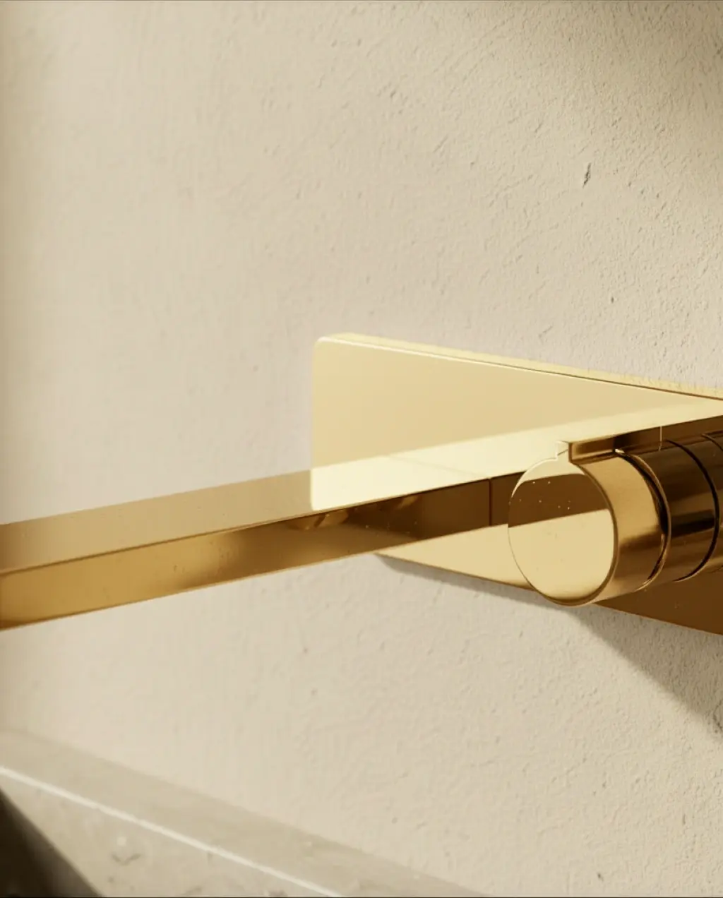 Robinet mitigeur lavabo mural encastré doré brossé, Carrousel