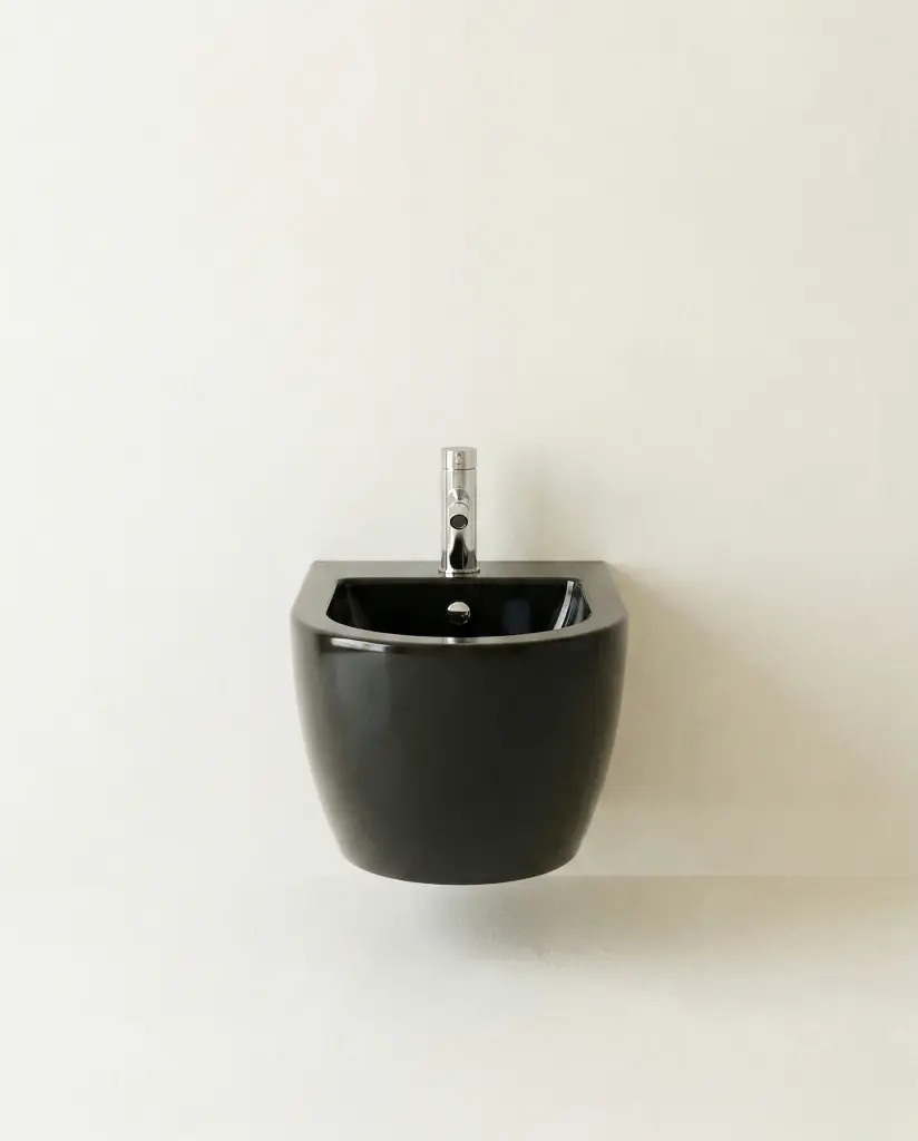 Bidet suspendu Compact noir, Stelvio fond blanc.webp