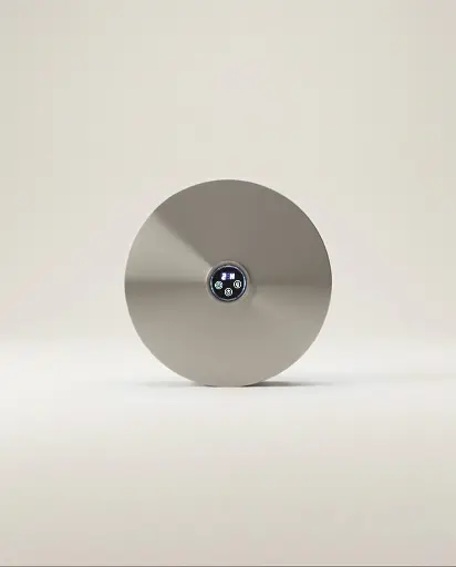 Sèche serviette électrique rond, diamètre 21cm, inox brossé, Disc (1).webp