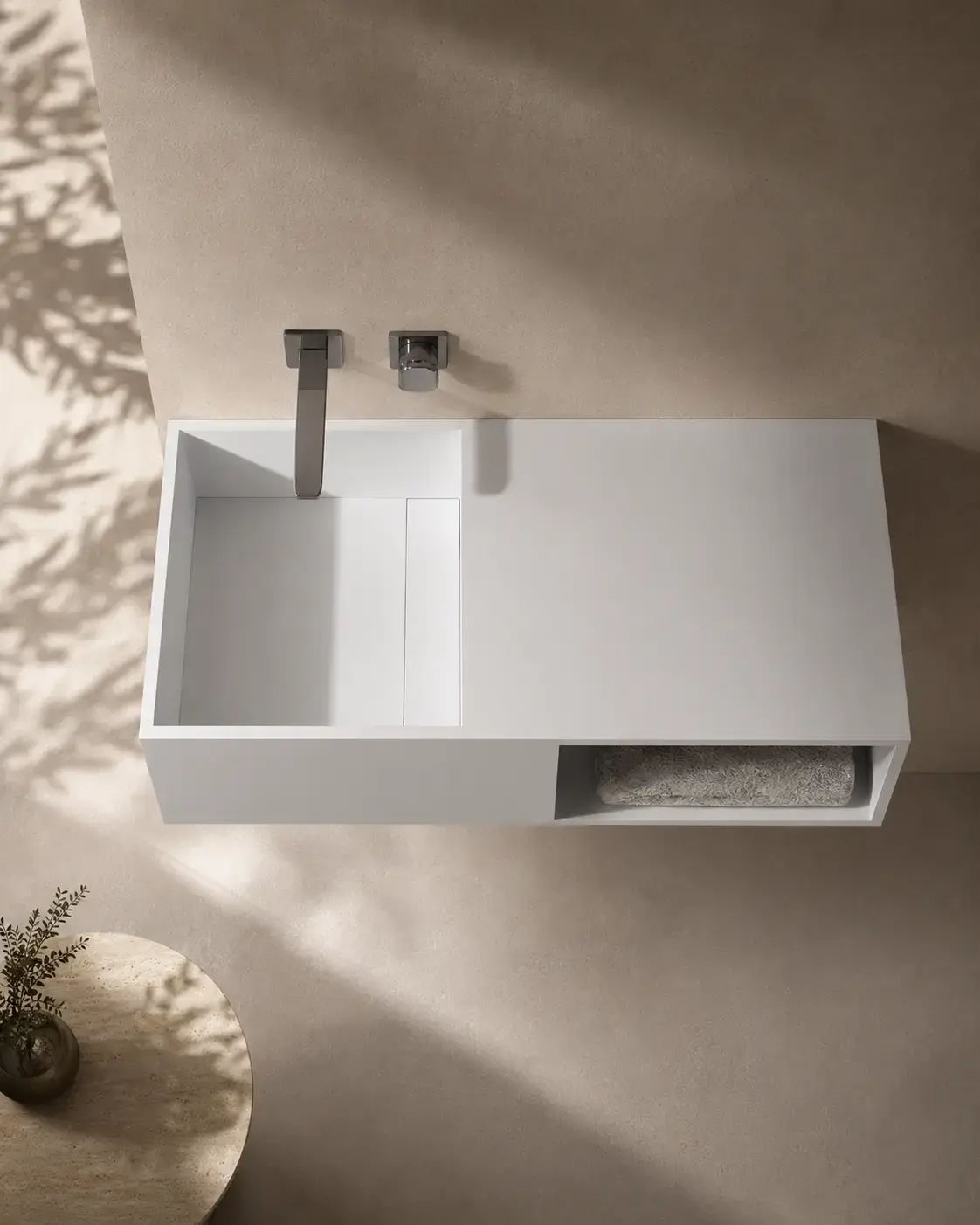 Meuble salle de bain suspendu Mineral 80x40 cm, matière composite