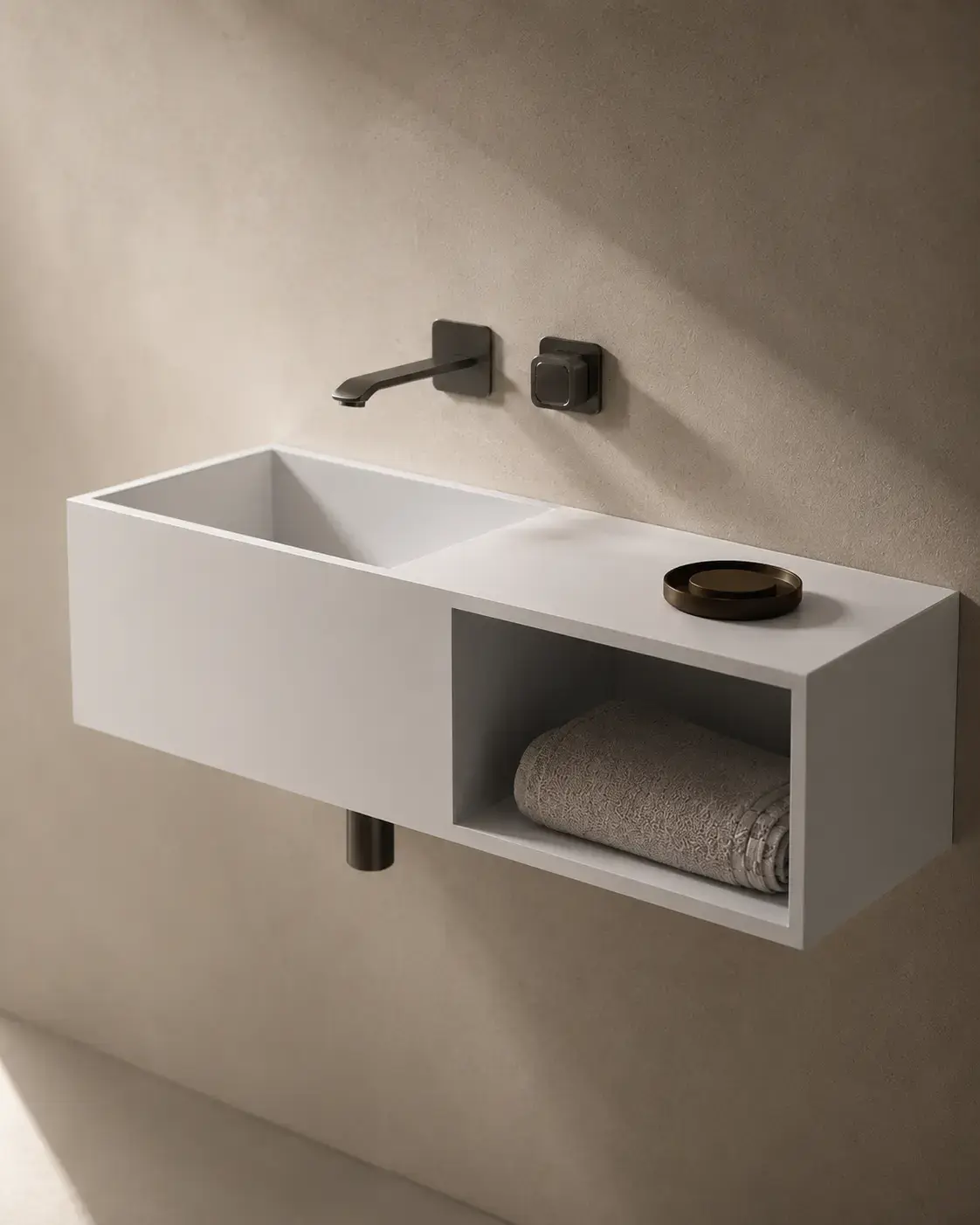 Meuble salle de bain suspendu Mineral 80x40 cm, matière composite