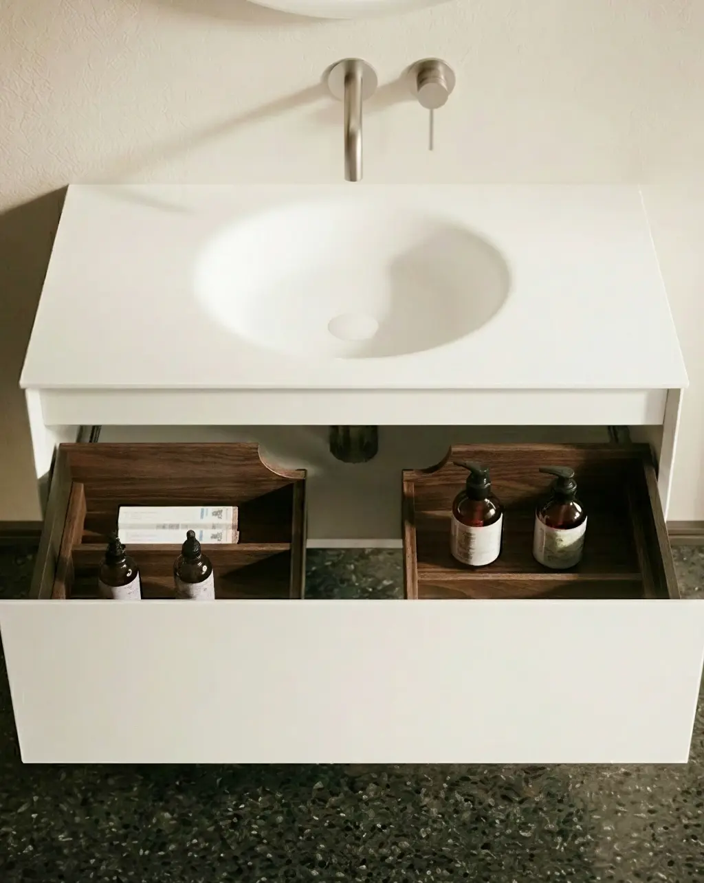 Meuble laque, 80cm avec plan vasque intégrée, Belle ile 