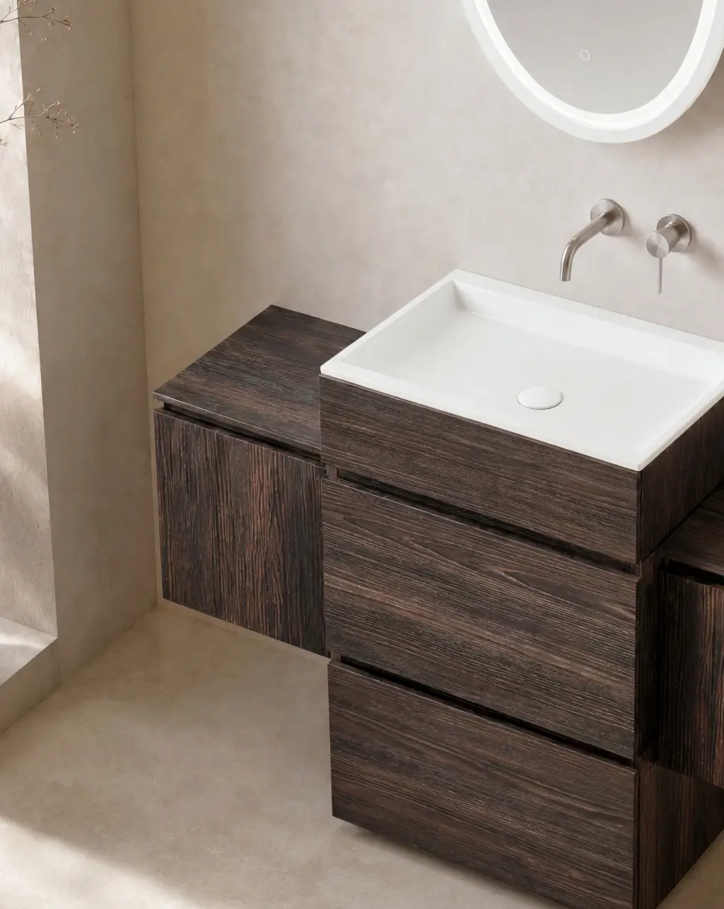 Meuble complémentaire suspendu bois noyer, 40cm , Léman
