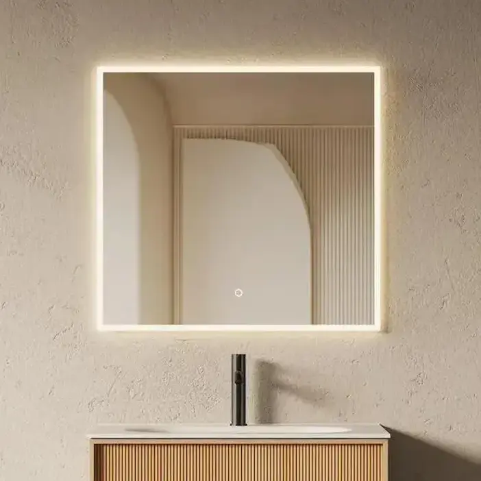 Miroir de salle de bain compact rétroéclairé LED Noa 75x70 cm avec système antibuée