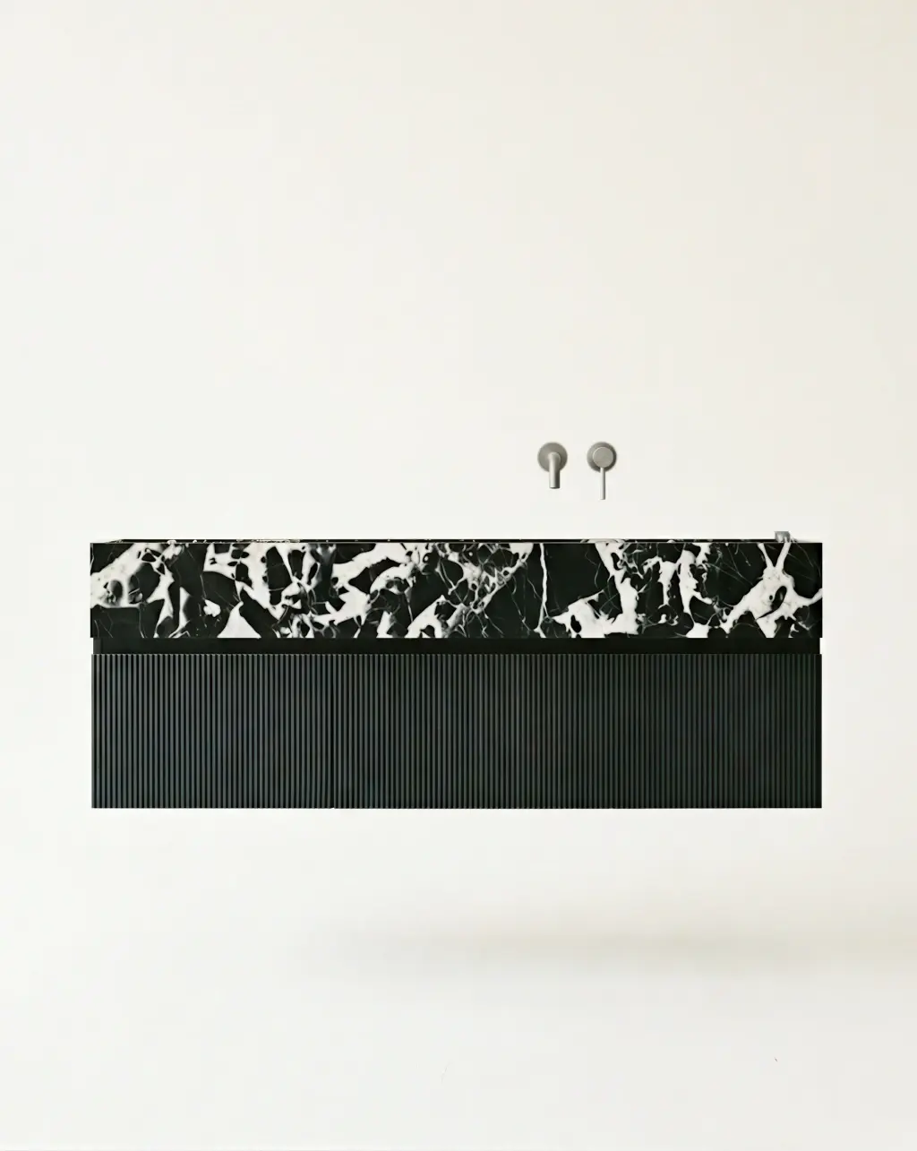 Meuble bois, 140cm avec plan vasque marbre,vasque à droite, Dimassa
