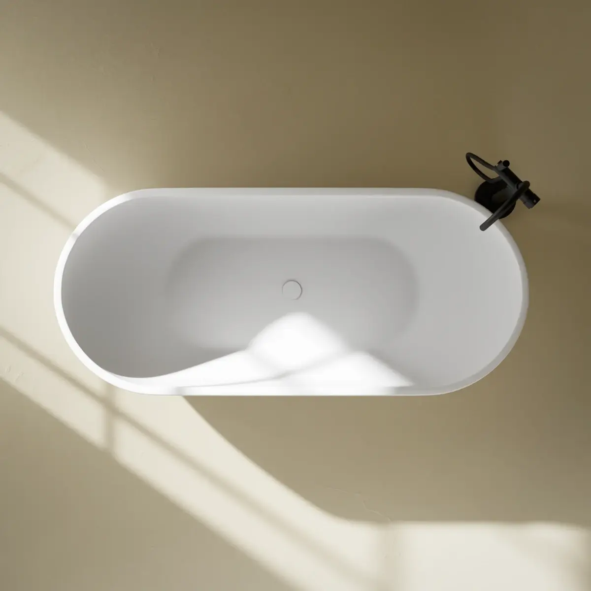 Baignoire îlot ovale, 140 à 170cm, Blanc Mat, Calipso