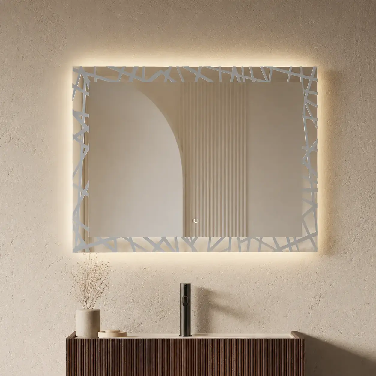 Miroir lumineux LED salle de bain, anti-buée, 80x60 cm, Idlight Zen