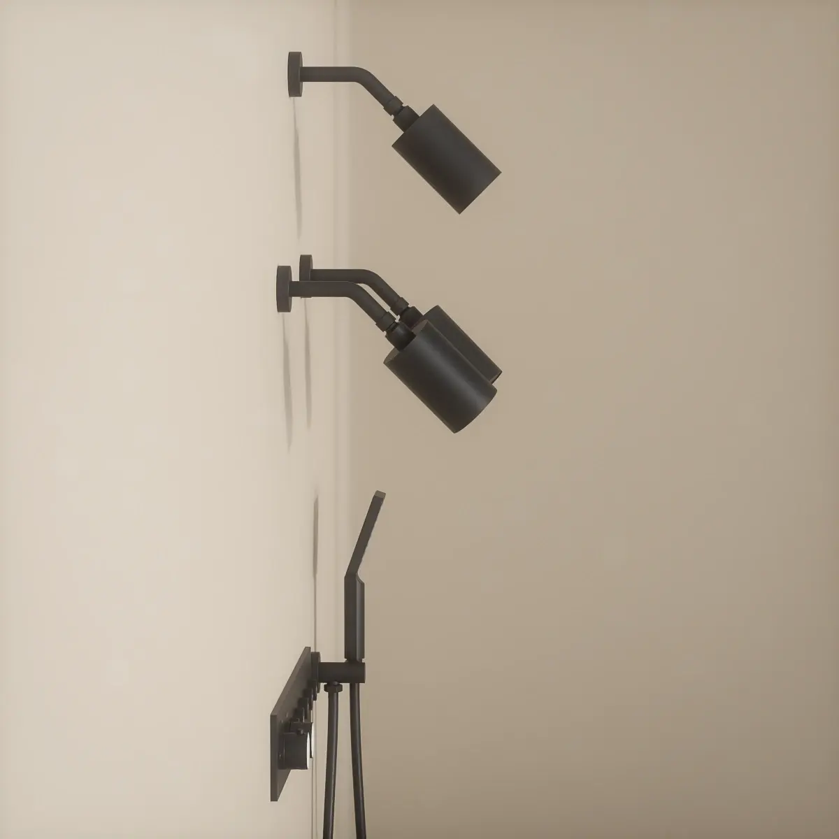 Douche thermostatique, 3 douches épaules hydromassantes, noir, Châtelet