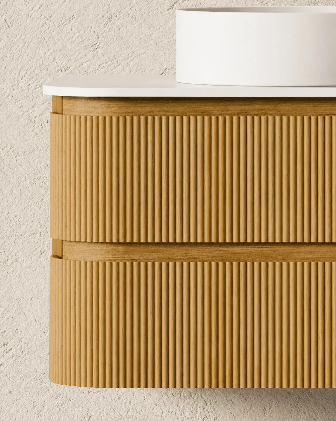 Meuble double vasque suspendu XXL chêne arrondi 150 cm – Axel