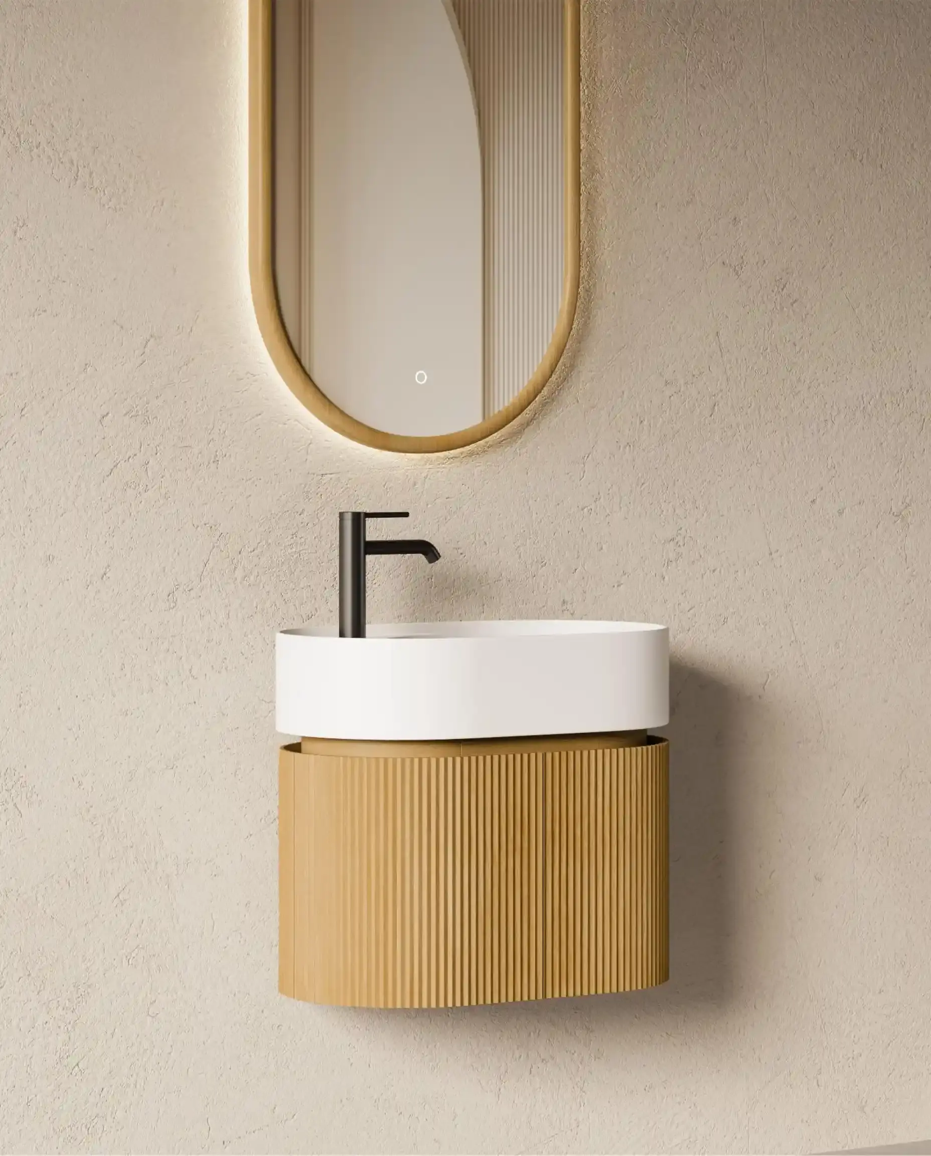Meuble avec vasque 60x37, oblong, chêne naturel, Omnia