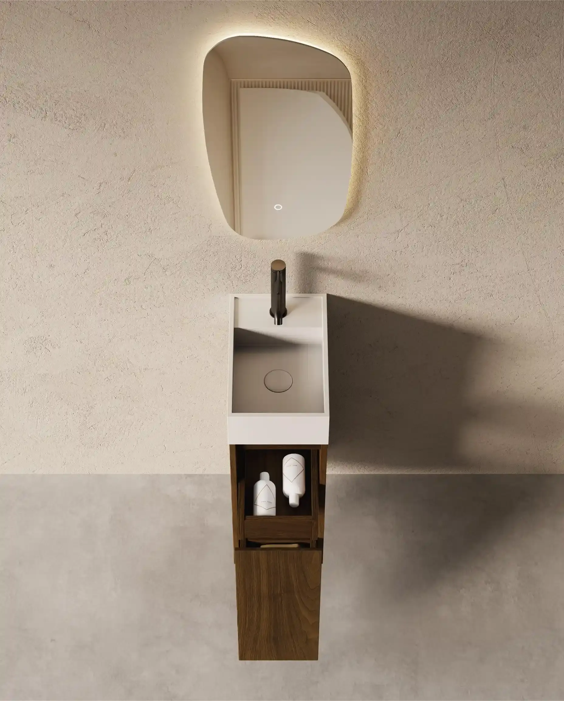 Lave-mains suspendu, Noyer Foncé Aude