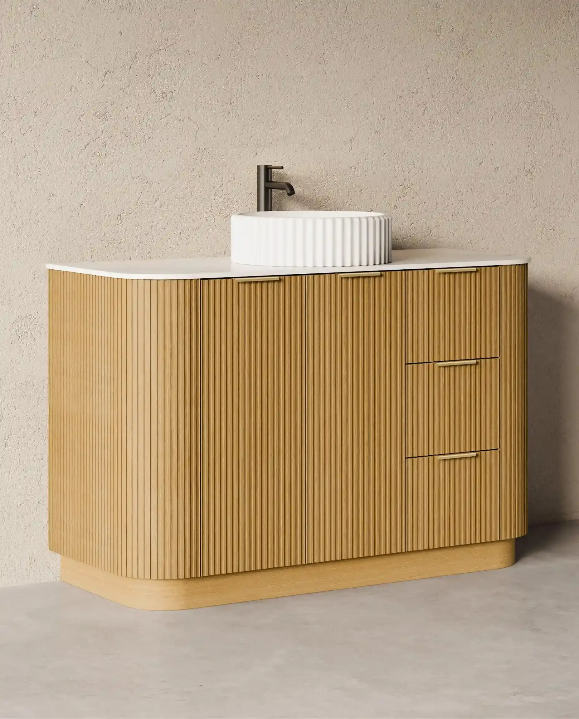 Meuble salle de bain plan pierre 120cm - Liam