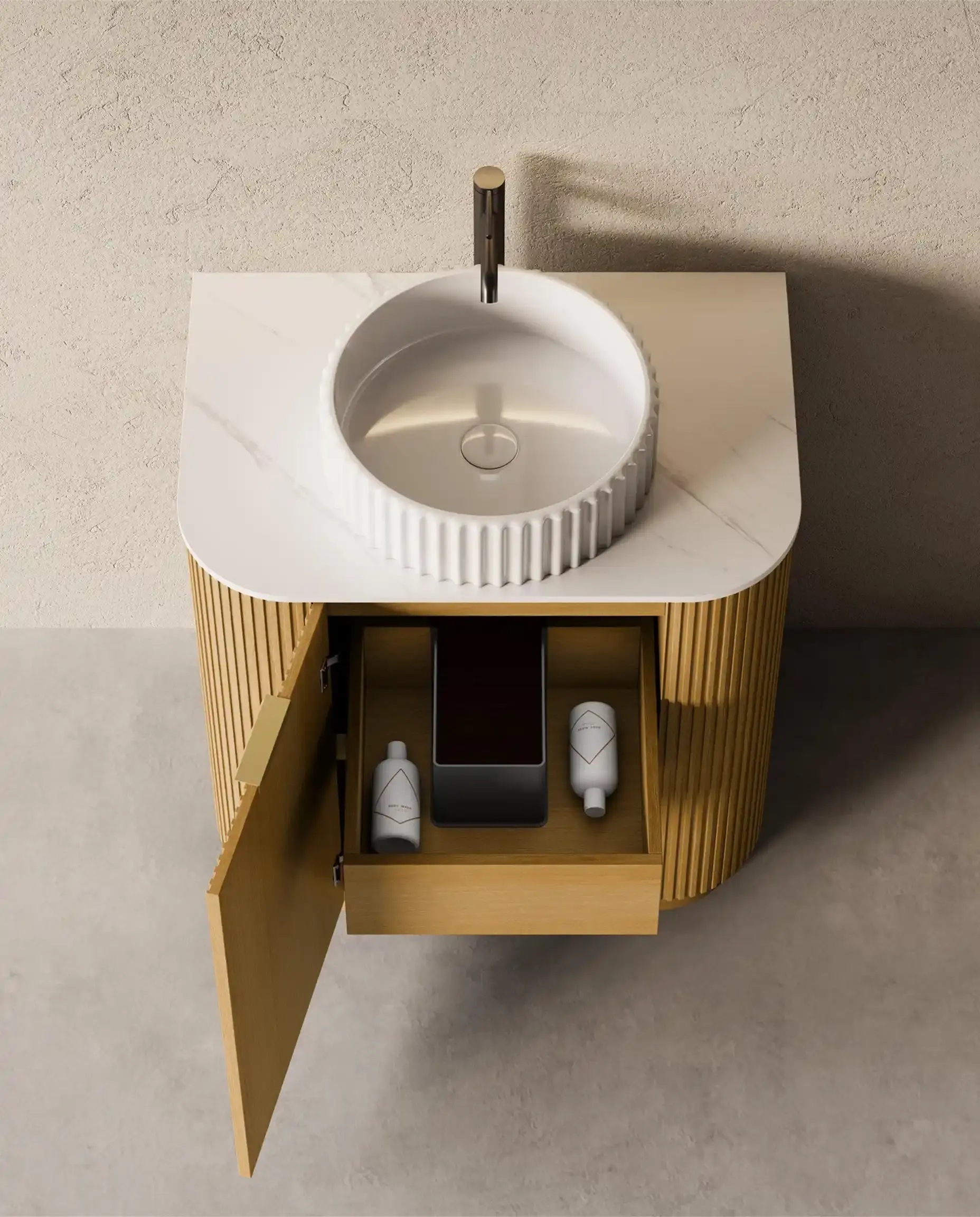 Meuble salle de bain plan pierre 75cm - Liam