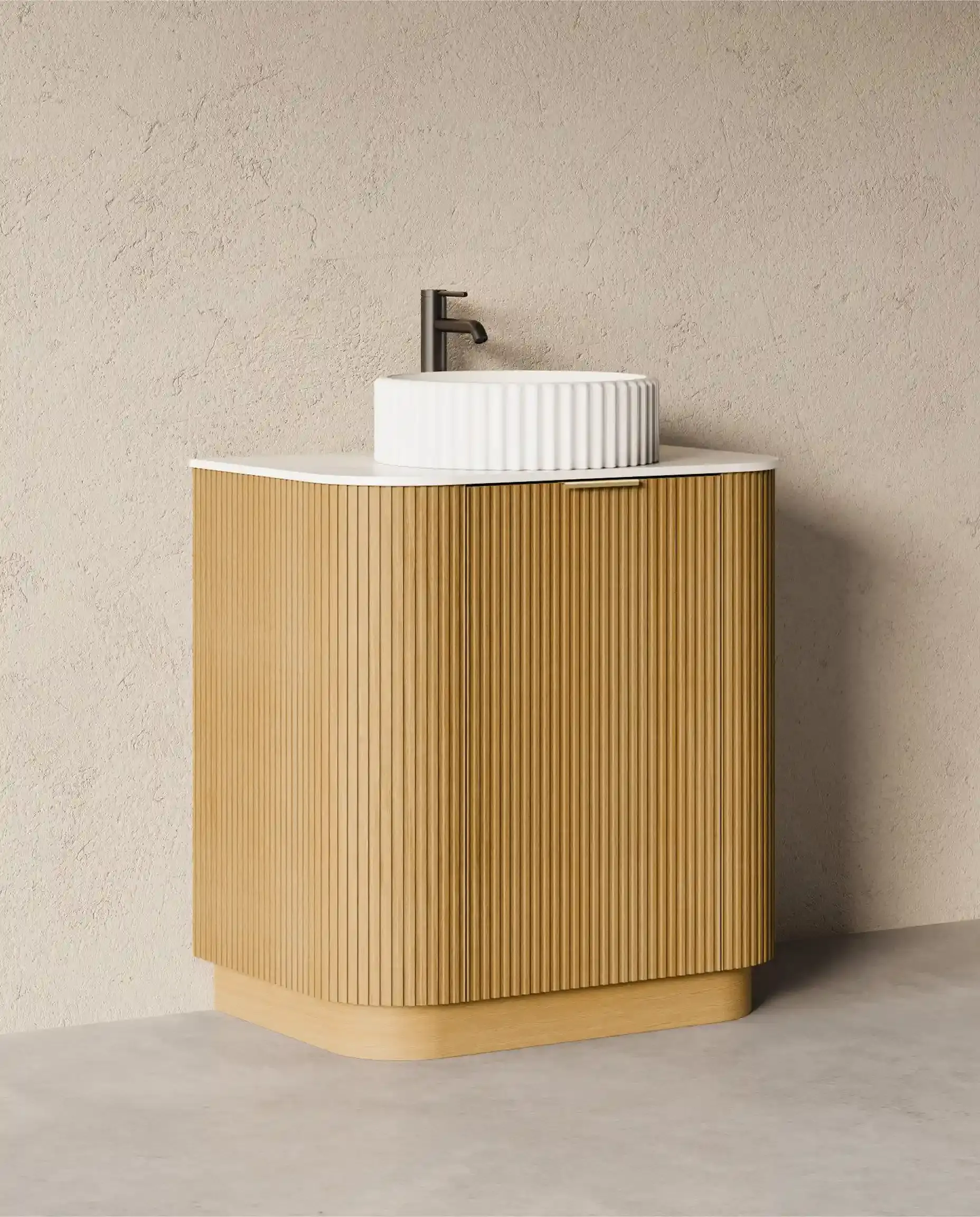 Meuble salle de bain plan pierre 75cm - Liam
