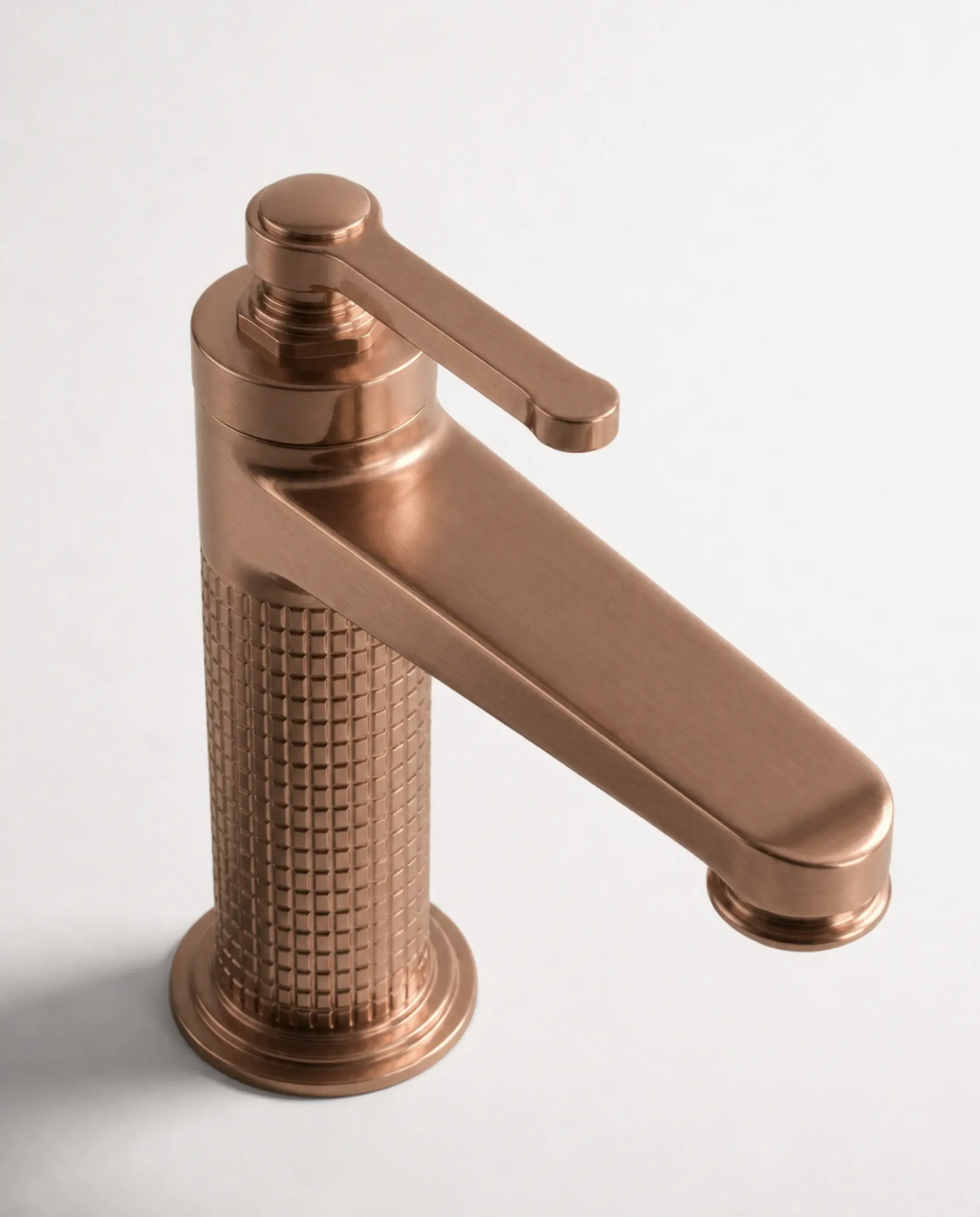 Mitigeur lavabo cannelé, doré rose brossé, César 1