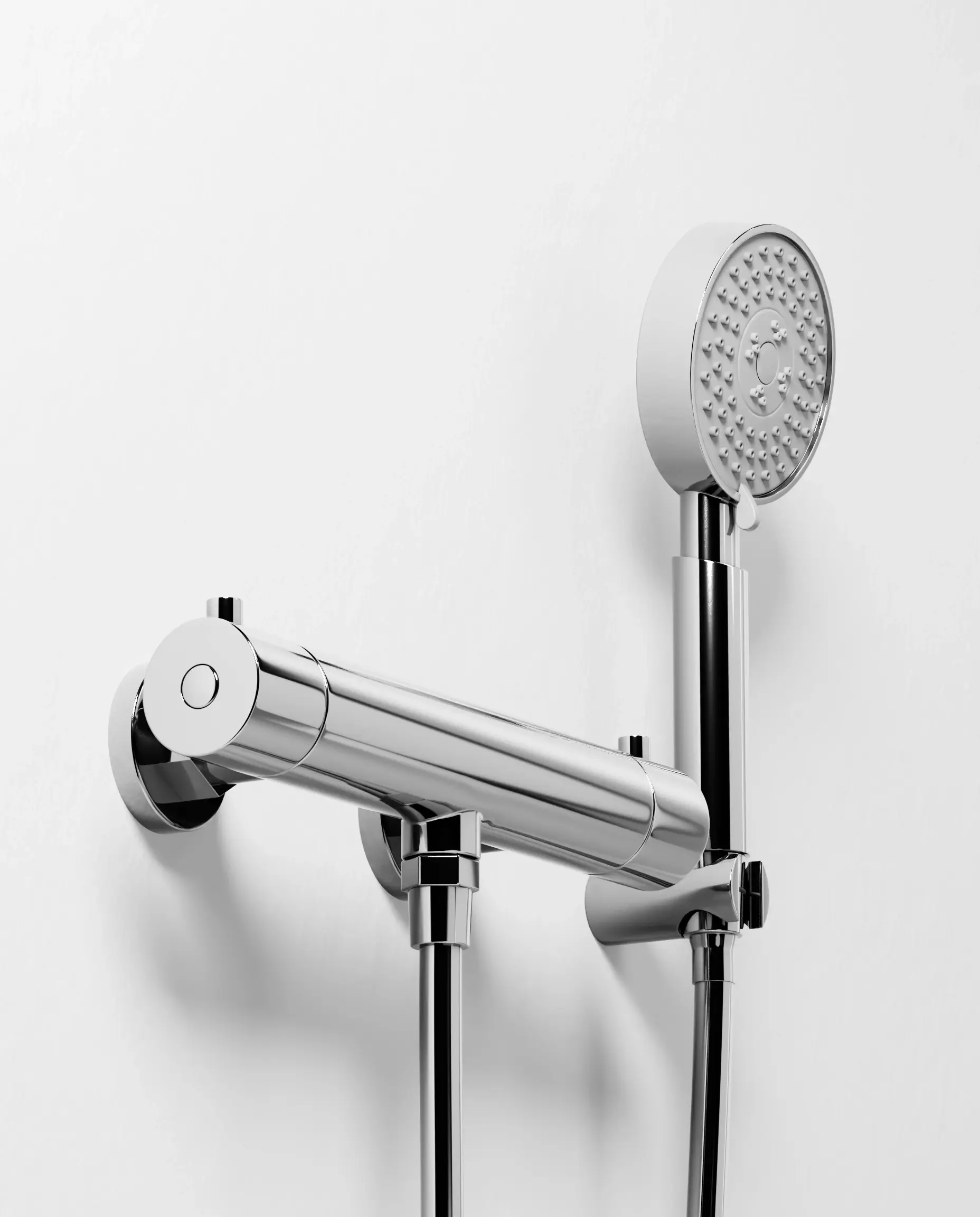 Robinet mitigeur thermostatique de douche, douchette ronde, chromé, Chatelet 