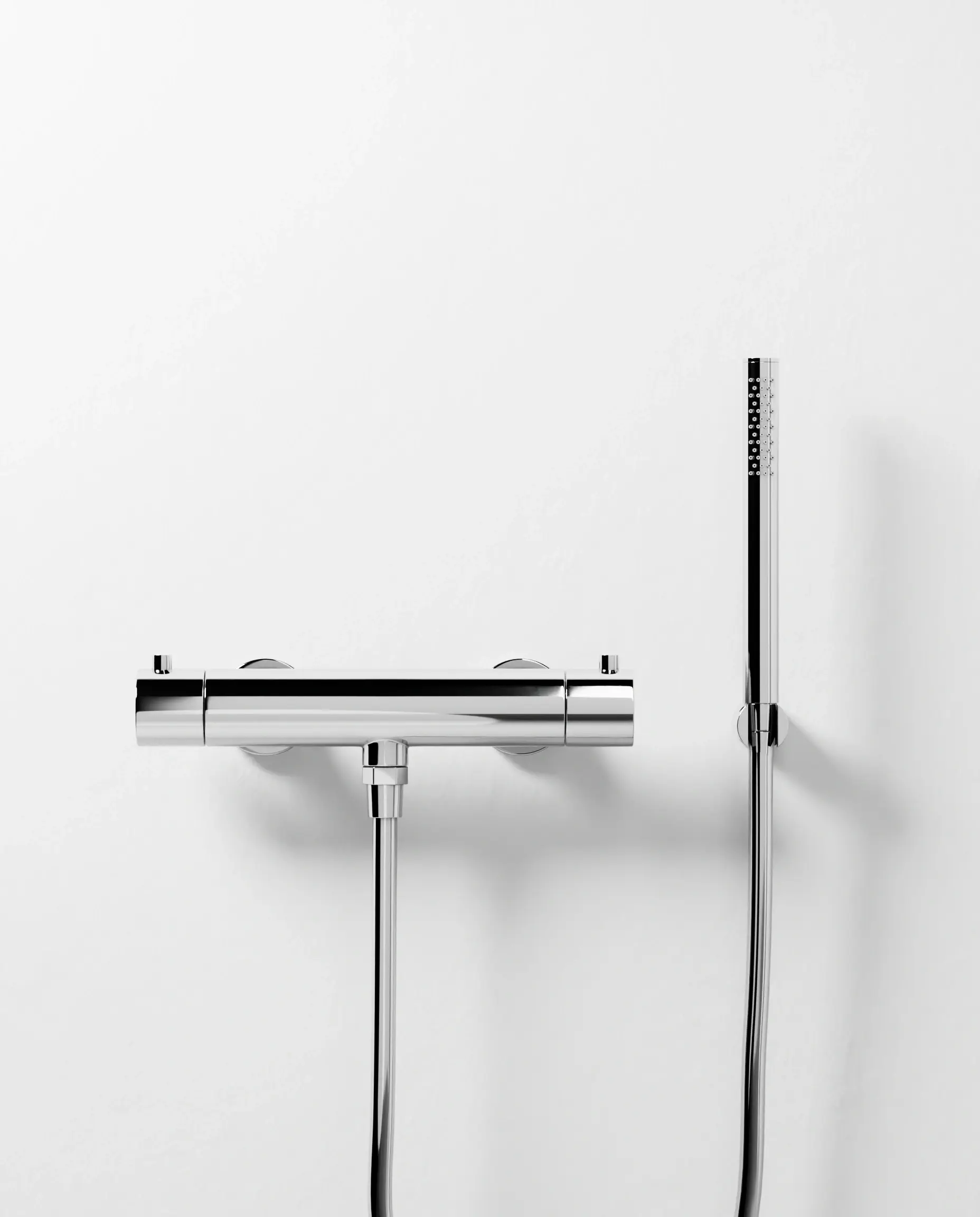 Mitigeur de douche thermostatique chromé Châtelet avec douchette tube et support mural