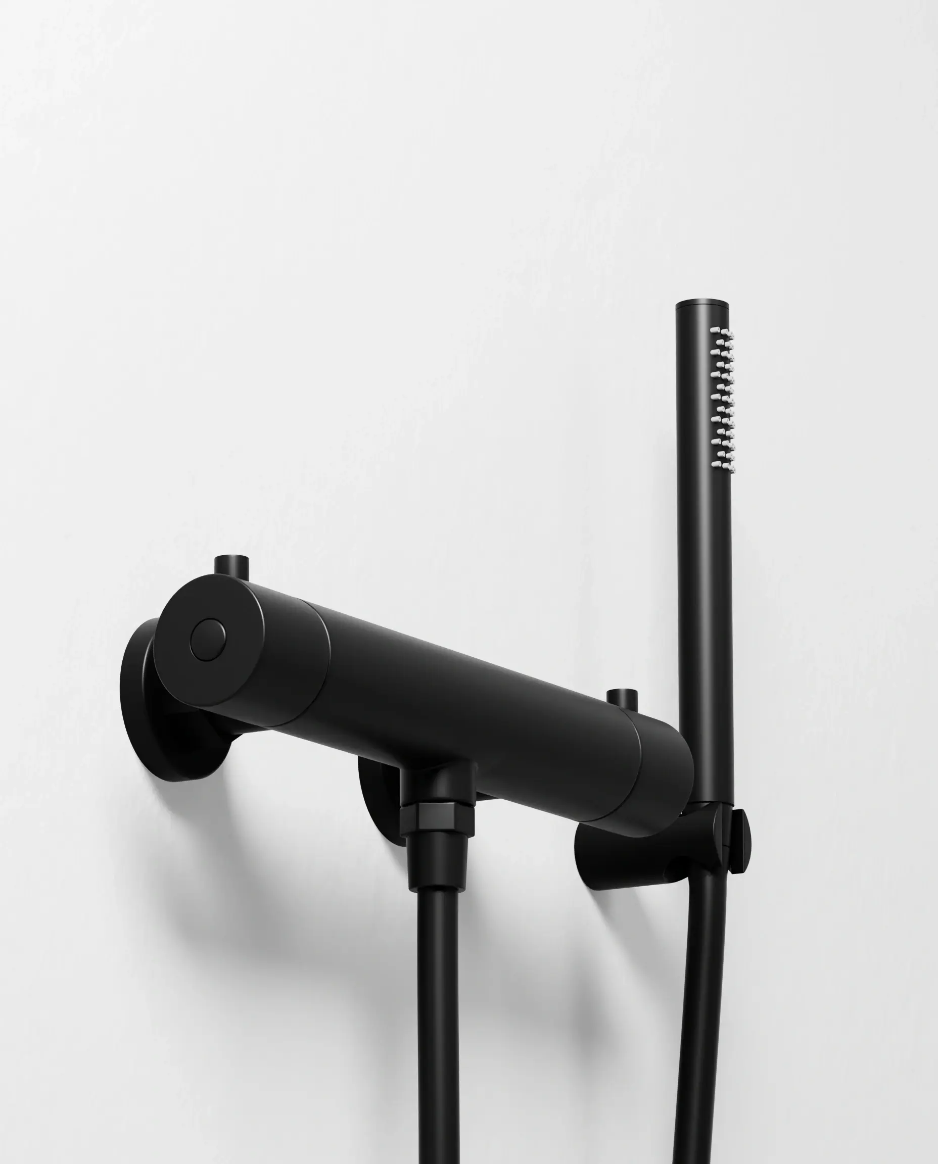 Robinet mitigeur thermostatique de douche, douchette tube, noir brossé, Chatelet