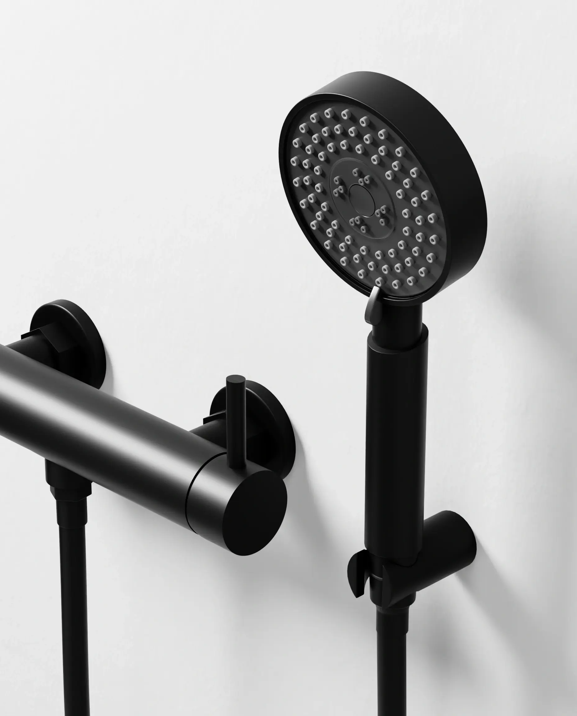 Mitigeur douche externe, douchette ronde, Noir brossé, Chatelet