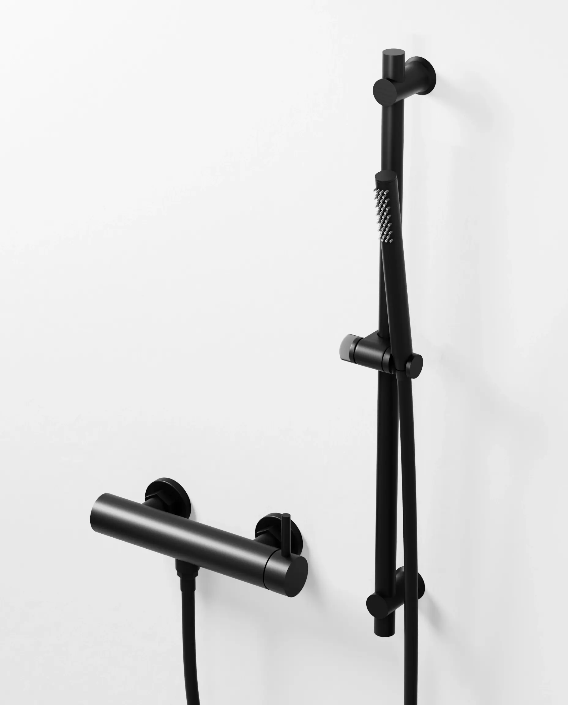 Mitigeur douche externe, barre et douchette tube, Noir brossé, Chatelet