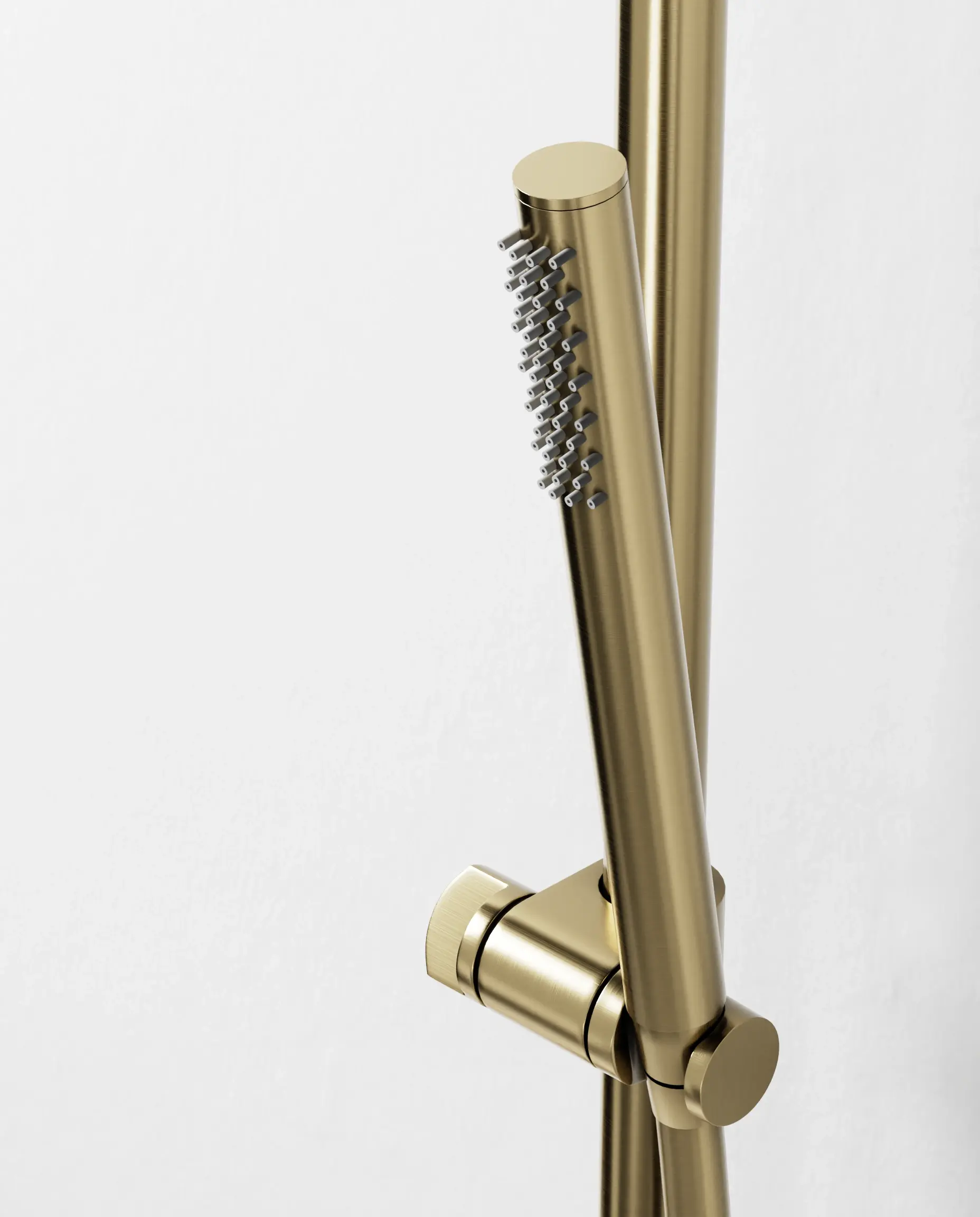 Robinet mitigeur thermostatique de douche doré brossé avec barre et douchette tube, Châtelet III