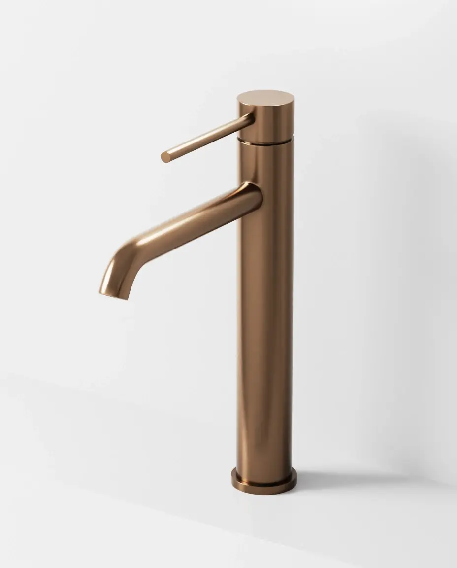 Robinet mitigeur lavabo haut, doré rose Châtelet