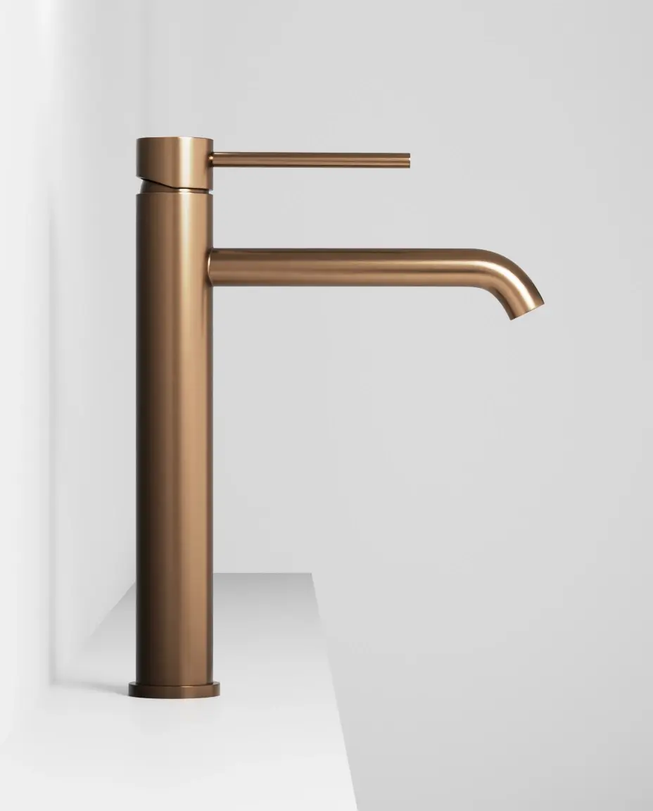 Robinet mitigeur lavabo haut, doré rose Châtelet