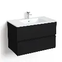 Meuble salle de bain suspendu 80 cm, Noir mat, Caruso.webp