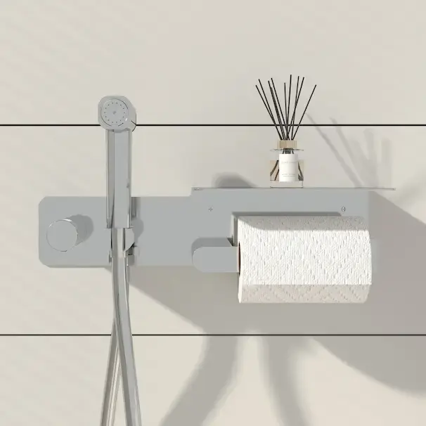 Set Douchette hygiénique avec porte rouleau Chrome Châtelet.webp