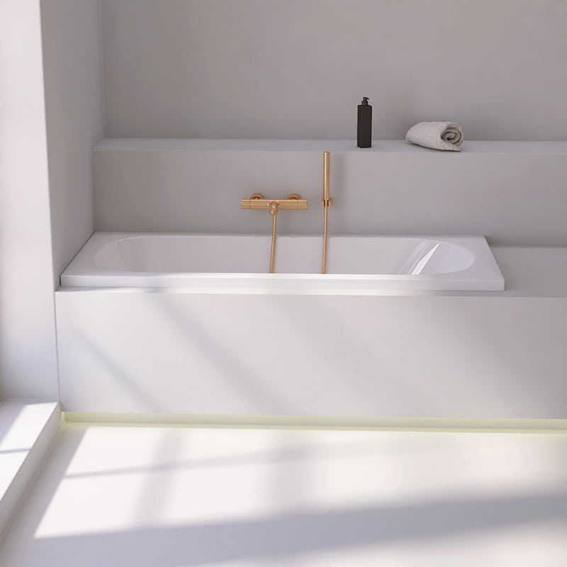 Baignoire Encastrable, 120  à 160 cm x 70, Acrylique, Brillant + pieds, Oz