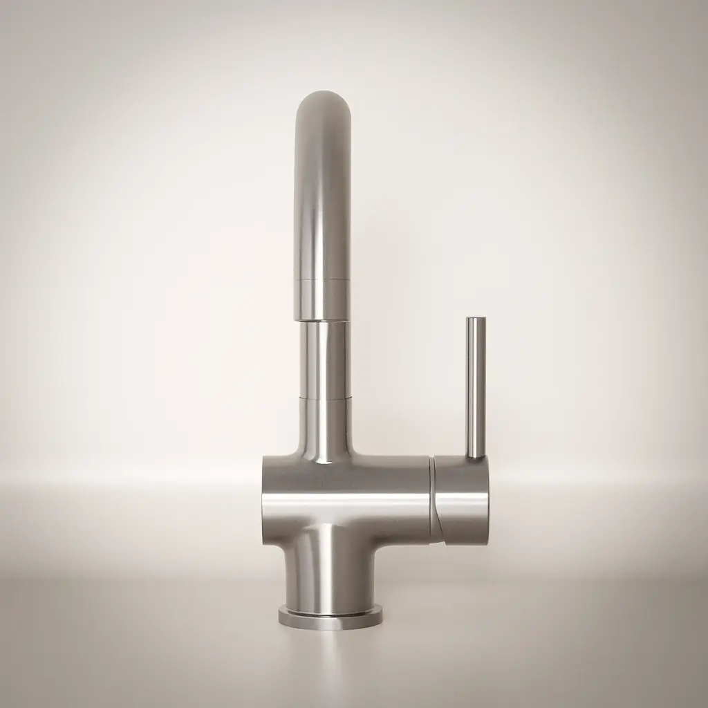 Robinet mitigeur lavabo col de cygne inox brossé, Châtelet