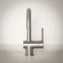 Robinet mitigeur lavabo col de cygne inox brossé, Châtelet