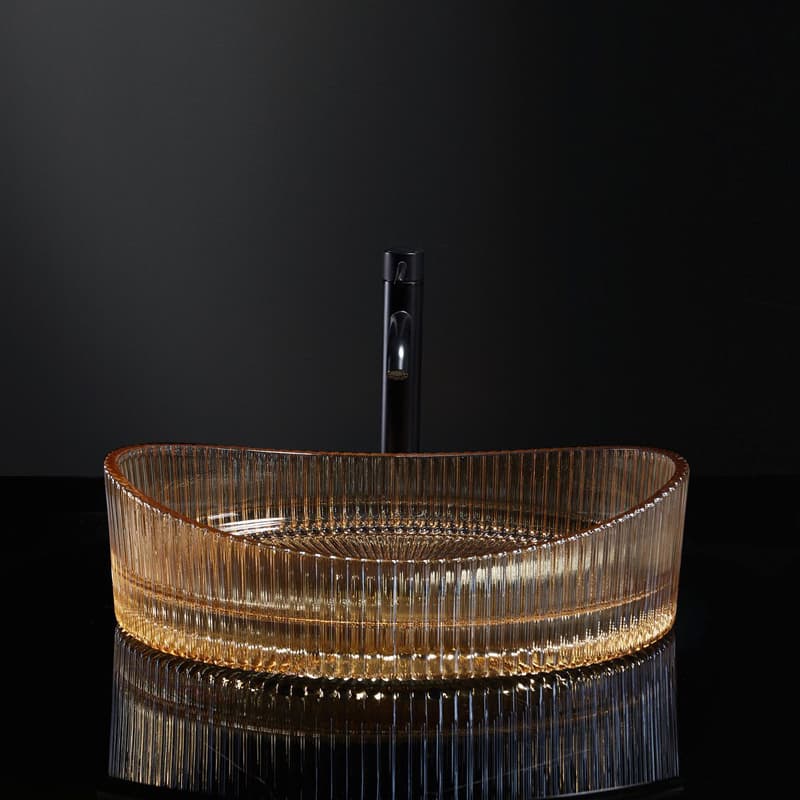 Vasque à poser en verre 50x37.5x14cm Ambre, Burano 