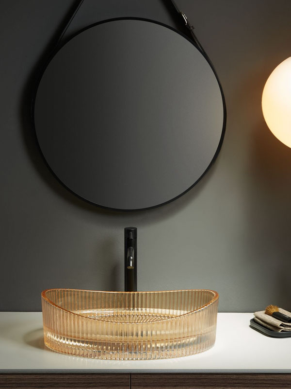 Vasque à poser en verre 50x37.5x14cm Ambre, Burano 