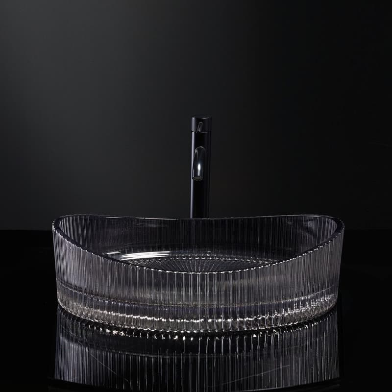 Vasque à poser en verre 50x37.5x14cm Argent, Burano 