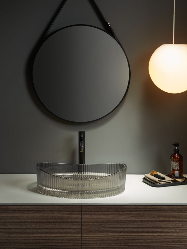 Vasque à poser en verre 50x37.5x14cm Argent, Burano 