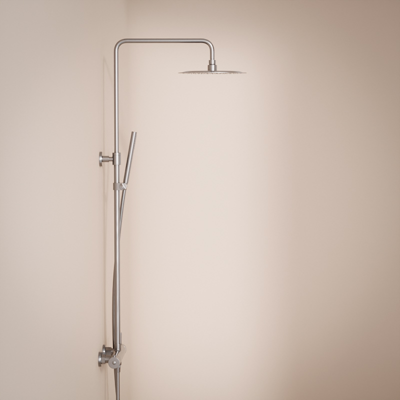 Colonne de douche avec mitigeur mécanique, Ø25cm, inox brossé, Châtelet III