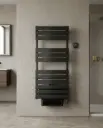 Sèche-Serviettes électrique avec soufflerie, 120x55 cm, 750W + 1000W, Noir, Swag