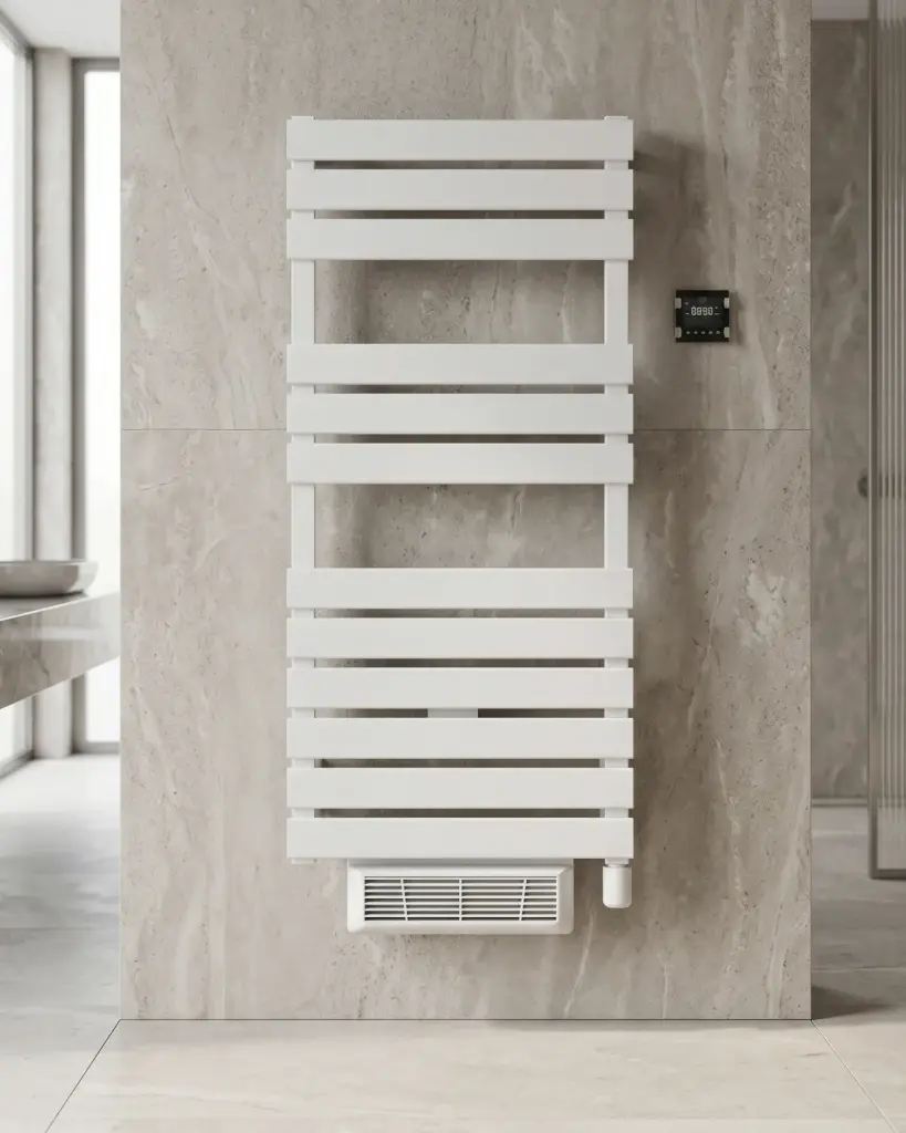 Sèche-Serviettes électrique avec soufflerie, 120x55 cm, 750W + 1000W, Blanc, Swag