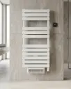 Sèche-Serviettes électrique avec soufflerie, 120x55 cm, 750W + 1000W, Blanc, Swag