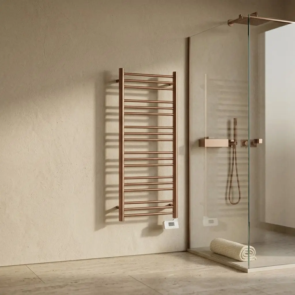 Sèche-Serviettes électrique, 120x50 cm, 500W, Doré Rose brossé, Châtelet