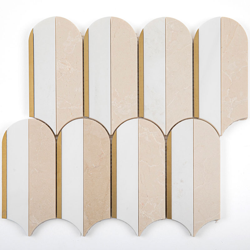 Mosaïque, 26,4x25,05 cm, crème et doré, Venice