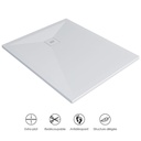 Receveur de douche 100 x 120, 140, 160cm, Solide Surface Blanc mat, Golfe