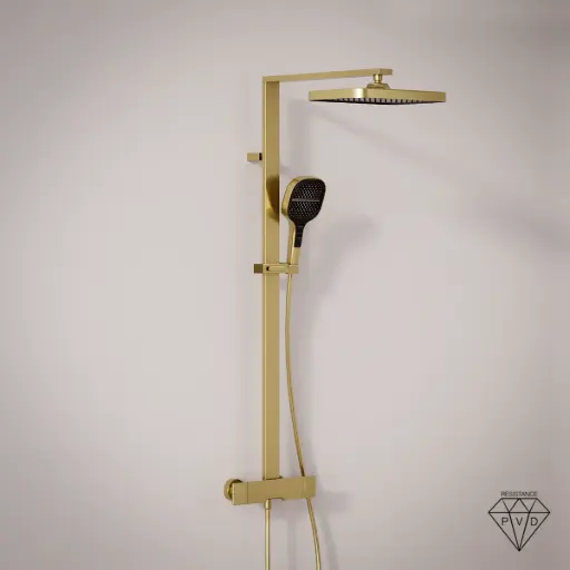 Colonne de douche avec mitigeur mécanique, doré mat, Slim, Concorde
