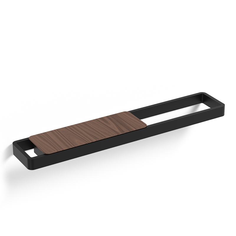 Porte serviette 60cm avec tablette, Noir mat, Infinity Elements