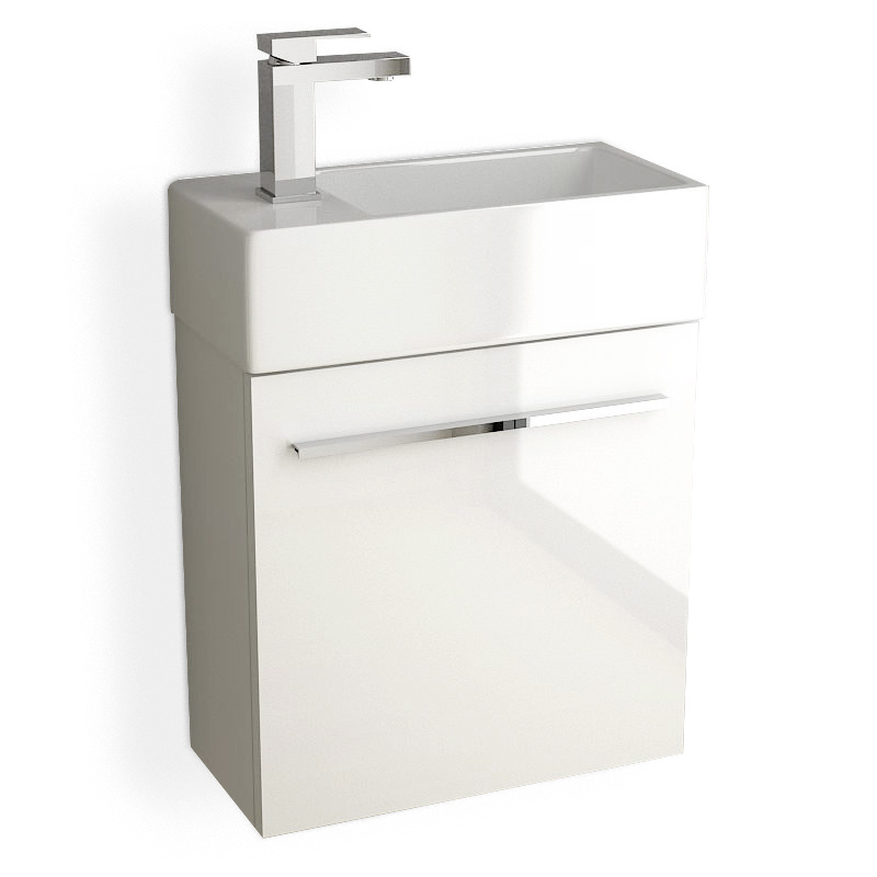 Meuble lave-main, 50x25 cm, Blanc brillant, Mini