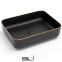 Vasque à poser,50x39 cm, Noir mat + Fil doré mat, Line